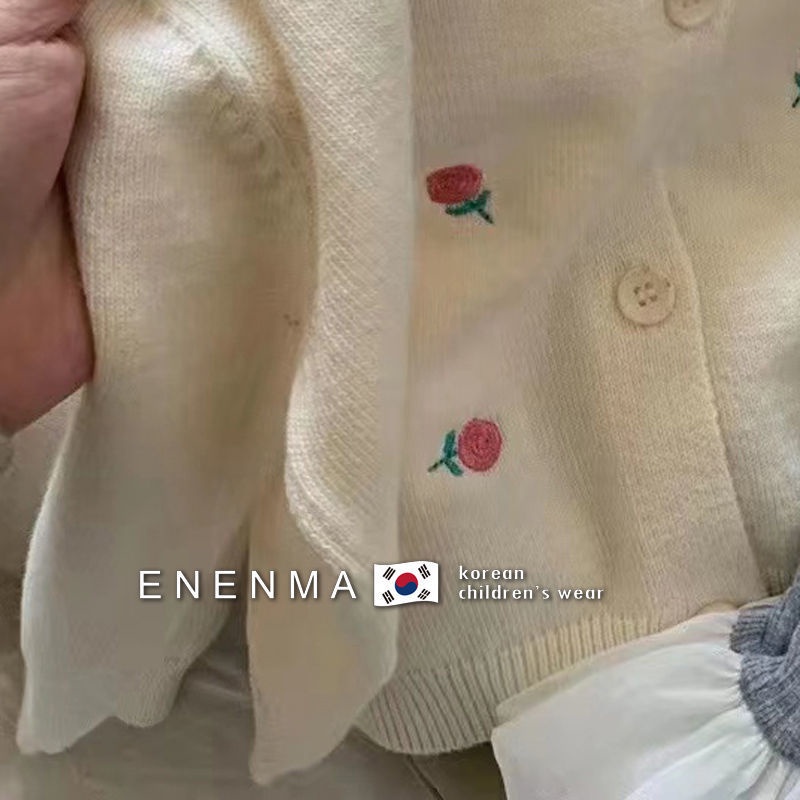 Áo Khoác Cardigan Dệt Kim Tay Dài Thêu Họa Tiết Dễ Thương Thời Trang Mùa Xuân 2022 Cho Bé Gái