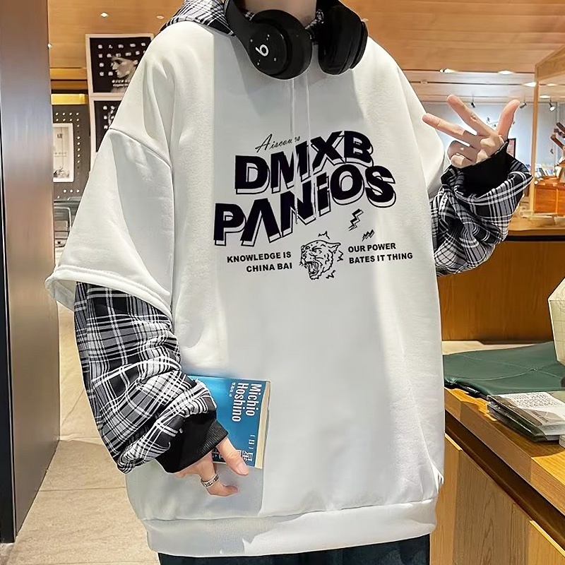 Áo Hoodie Giả 2 Lớp In Chữ Phong Cách Hàn Quốc Chất Lượng Cao Cho Nam