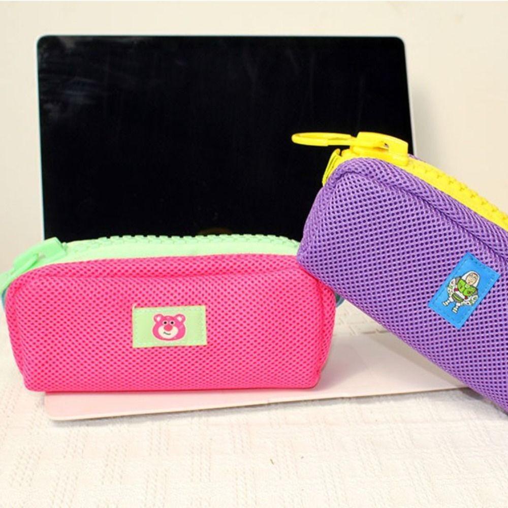 Túi Đựng Bút Chì / Văn Phòng Phẩm Có Khóa Kéo In Hình Gấu / Dâu Tây Hoạt