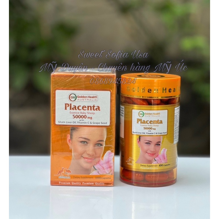 Viên uống nhau thai cừu Golden Health Placenta 50000mg 100 viên của Úc