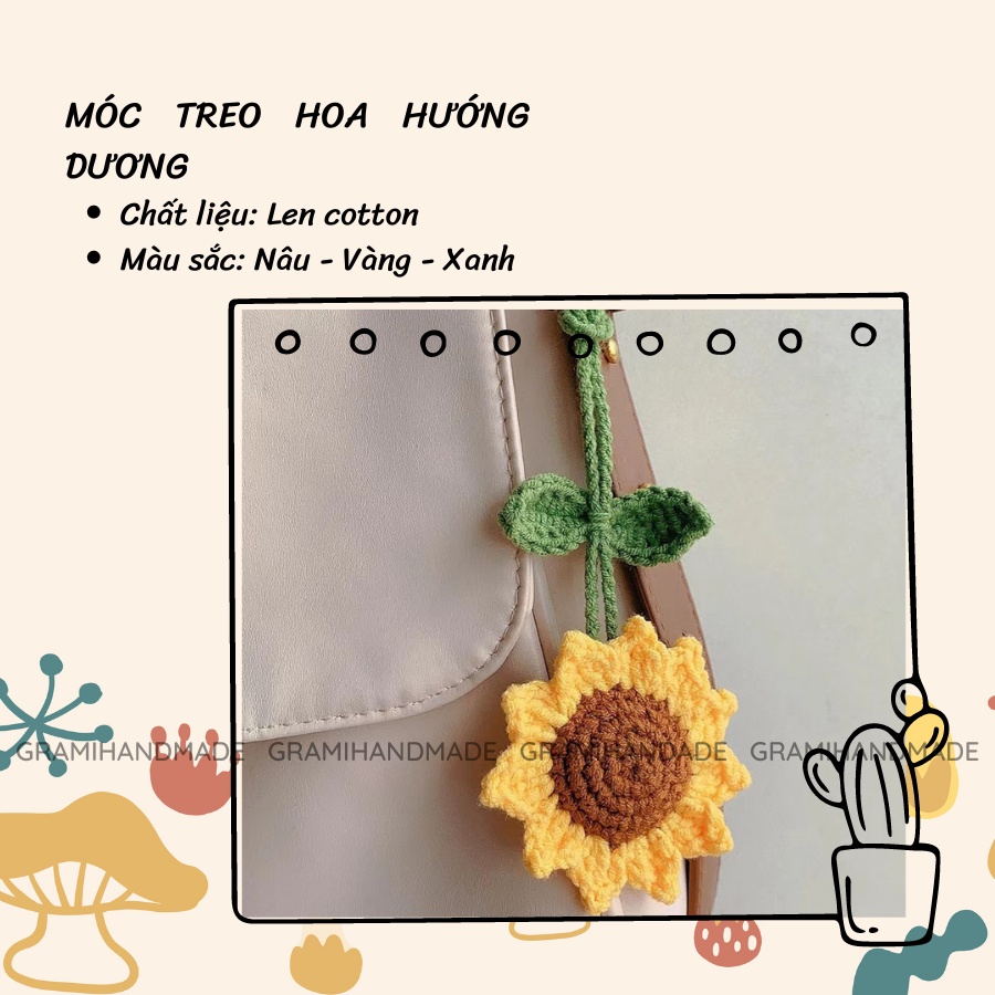 Móc khóa hoa hướng dương bằng len handmade