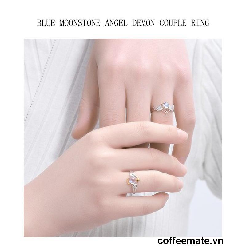 Nhẫn Bạc Hình Thiên Thần Và Ác Quỷ Phong Cách Vintage Thanh Lịch Dành Cho Cặp Đôi