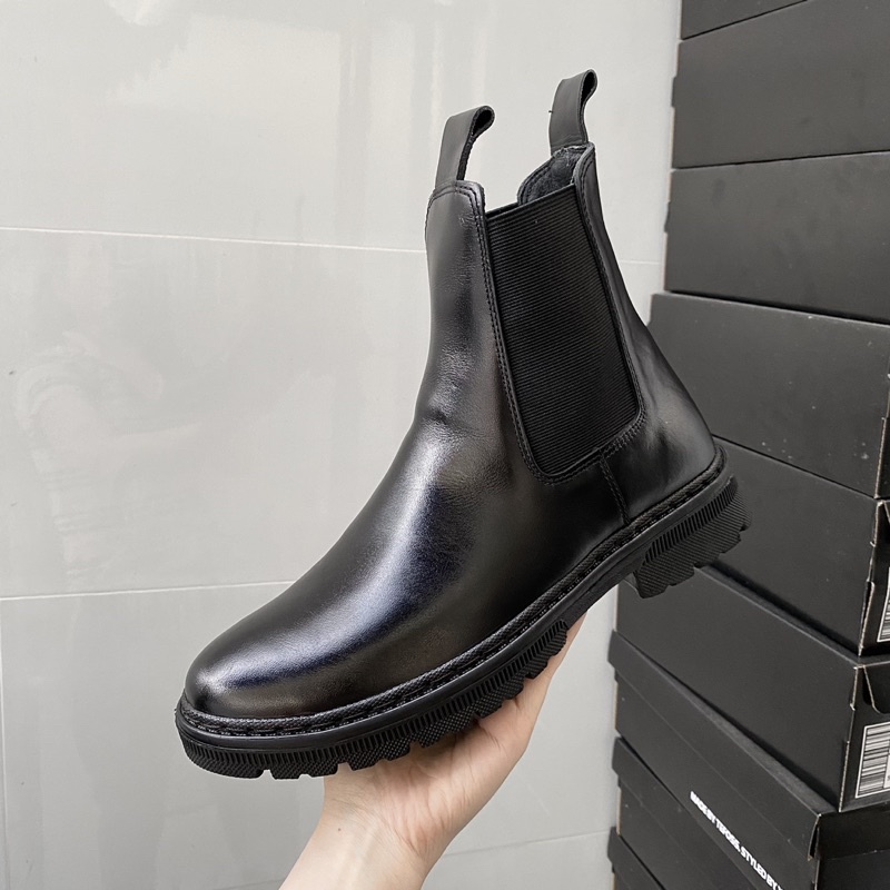 Giày nam cao cổ Chunky Chelsea boot da bò thật TEFOSS HT600 tăng cao 5cm size 38-45- DA TRƠN,KHÂU ĐẾ