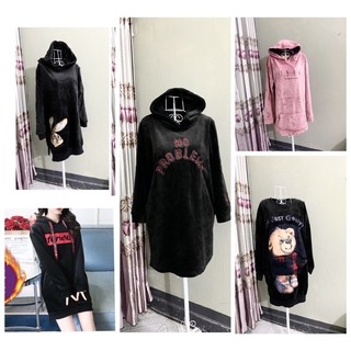 <si tuyển> Nhiều mẫu Váy đầm NHUNG hoodie thu đông siêu đẹp