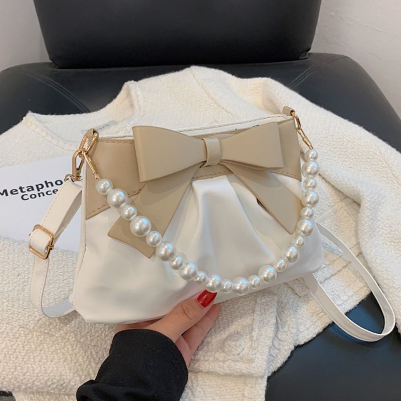 Túi Xách Đeo Dưới Cánh Tay / Đeo Một Bên Vai Xếp Ly Đính Ngọc Trai Cao Cấp Phong Cách Mới Hợp Thời Trang