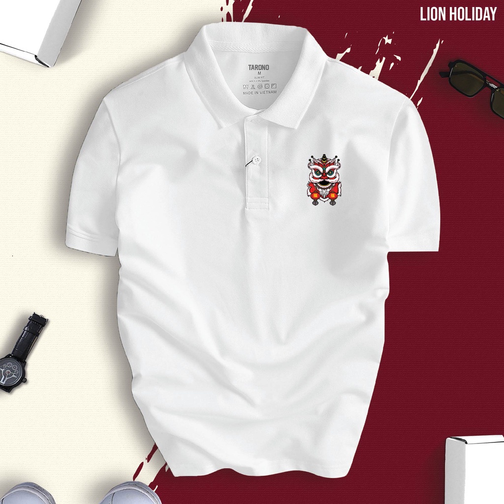Áo Polo TẾT CON LÂN nam nữ cổ bẻ vải xịn Unisex, trẻ trung, thanh lịch LION HOLIDAY