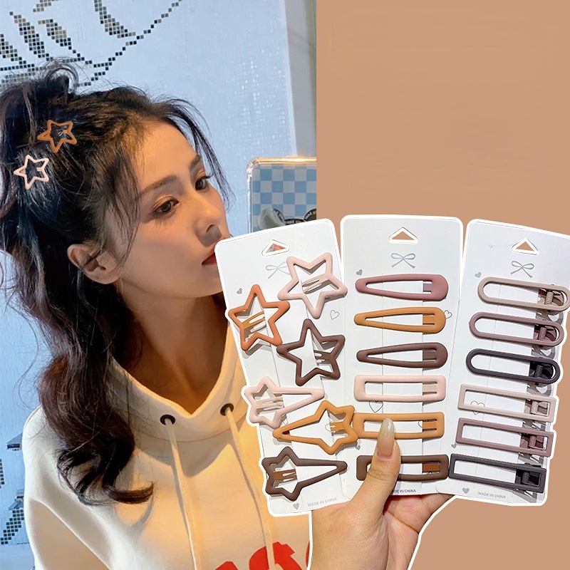 Kẹp Tóc Hình Ngôi Sao Màu Nâu Phong Cách Hàn Quốc Cổ Điển Dành Cho Nữ