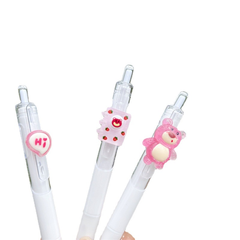 Bút Bi Hình Gấu Dâu Tây Nhiều Kiểu Dáng Dễ Thương Chất Lượng Cao