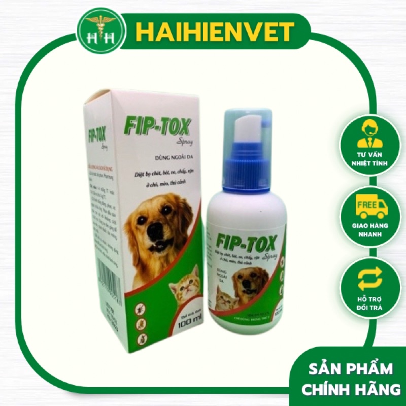 100ml Fip tox - Diệt bọ chét, bét, ve, chấy, rận ở chó, mèo, thú cảnh
