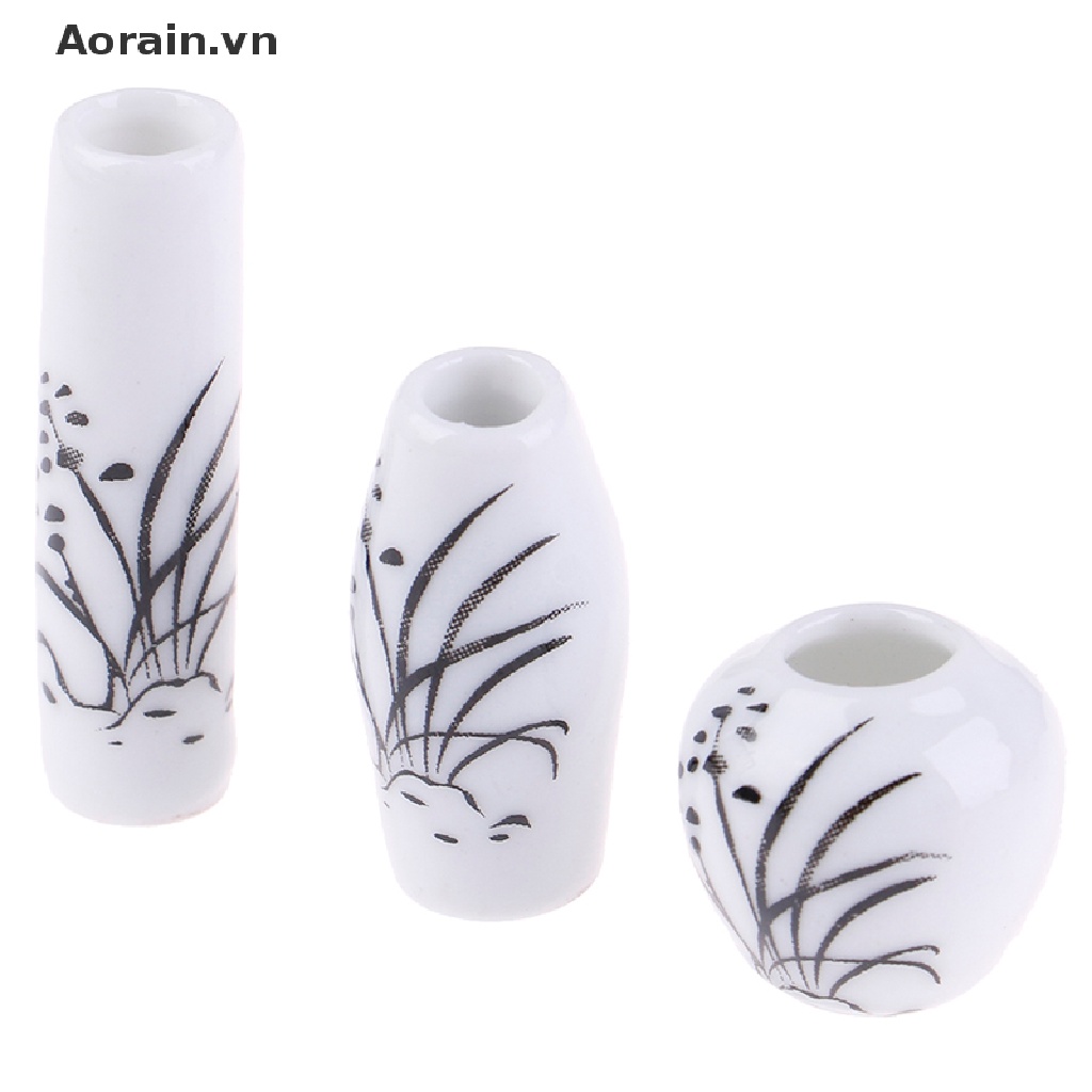 Bộ 3 Lọ Hoa Sứ Mini 1: 12 Dùng Trang Trí Nhà Búp Bê