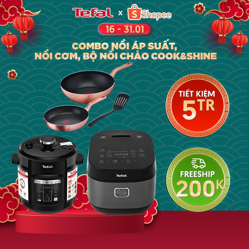 Combo VẠN SỰ THÀNH CÔNG-Nồi áp suất CY601868+Nồi cơm điện 1.8L RK776B68+Bộ Chảo Cook&Shine 24/28cm
