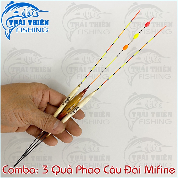 Combo 3 Chiếc Phao Câu Đài Mifine Chất Liệu Gỗ Phủ Nano Có Đài Phản Quang