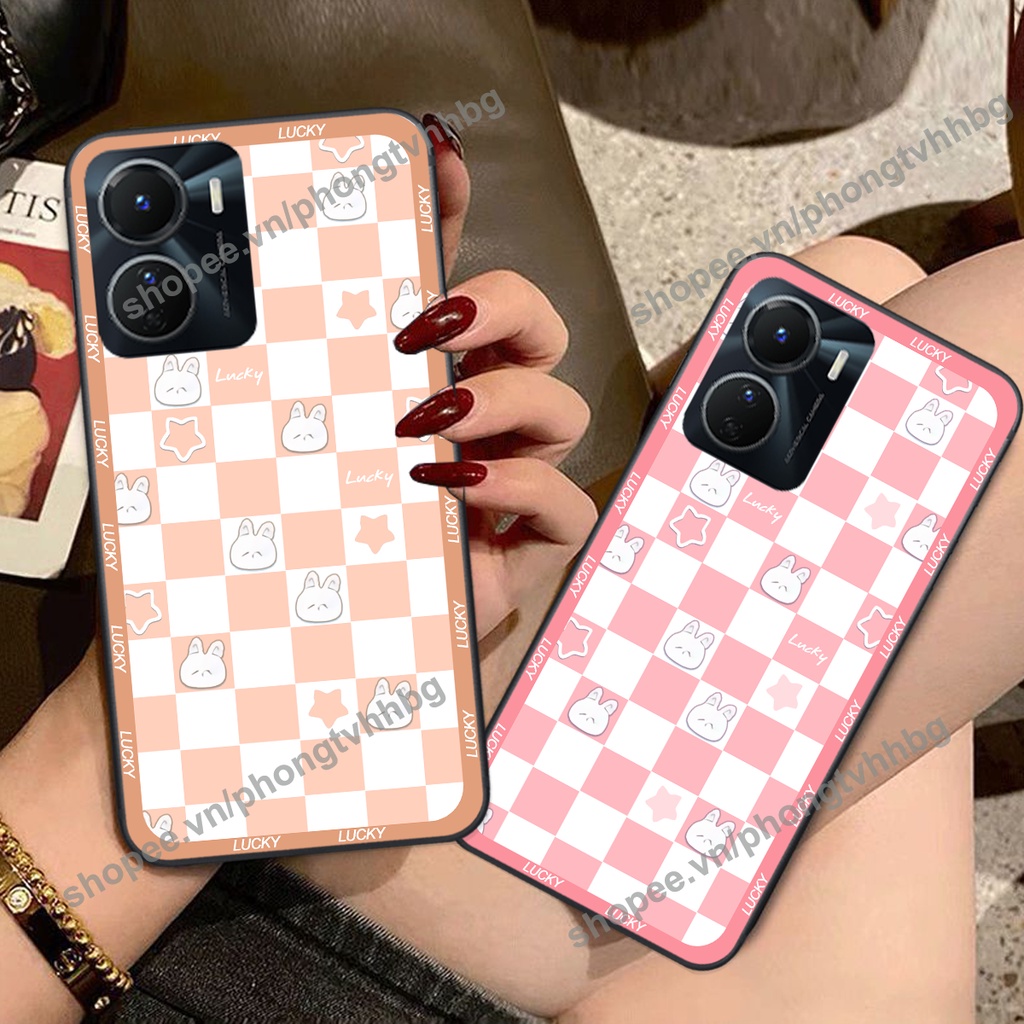 Ốp lưng Vivo Y16 4G - Vivo Y22S - Vivo T1 5G caro mẫu hoa trắng đen cực đẹp cute giá rẻ