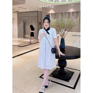 EVEROM - Đầm suông phối cổ lá đen