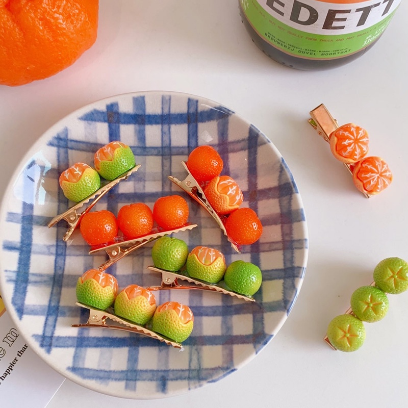 Kẹp Tóc Hình Trái Cam Sáng Tạo Phong Cách Hàn Quốc