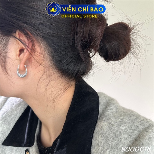 Bông tai họa tiết cổ điển chất liệu bạc Thái 925 thời trang phụ kiện trang sức nữ Viễn Chí Bảo B000618