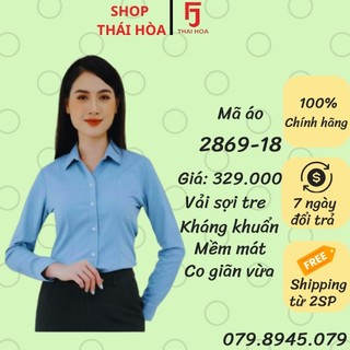 Áo Thái Hòa vải sợi tre xinh lung linh siêu mịn mát mã 2869