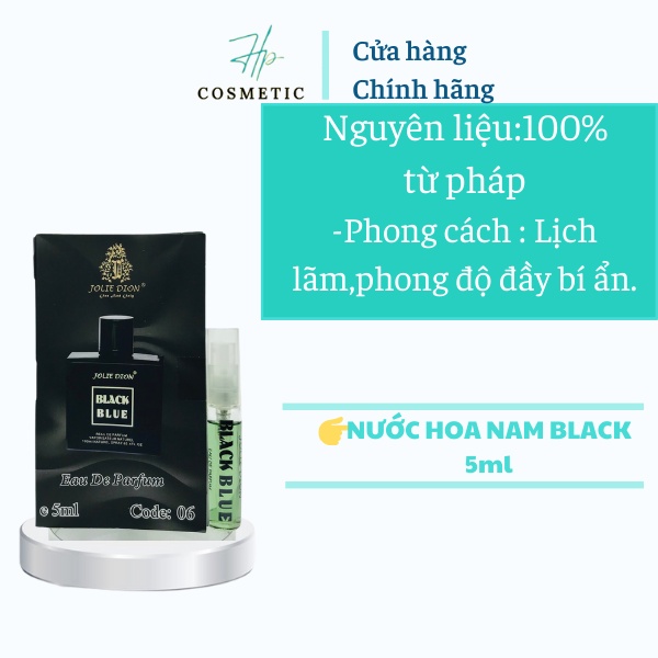 Nước hoa(Dầu thơm) nam Black Blue chính hãng thơm lâu,hương gỗ – Singapore – Jolie Dion-EDP – 5ml