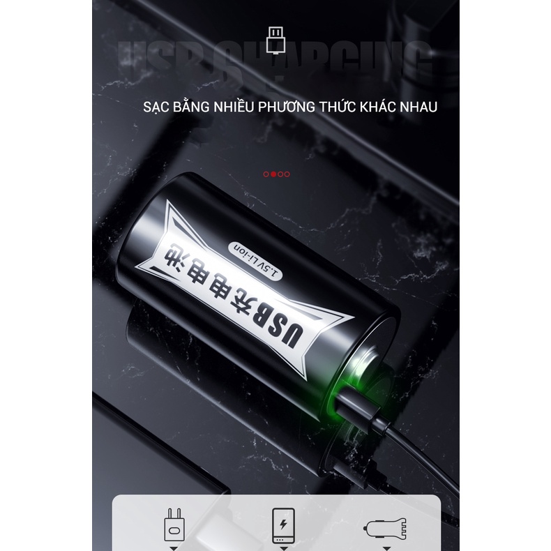 Pin đại sạc cổng USB Doublepow size D 1.5V 5625mWh Lithium-ion Cho Bếp Ga, Đèn Pin, Thiết Bị Công Nghiệp