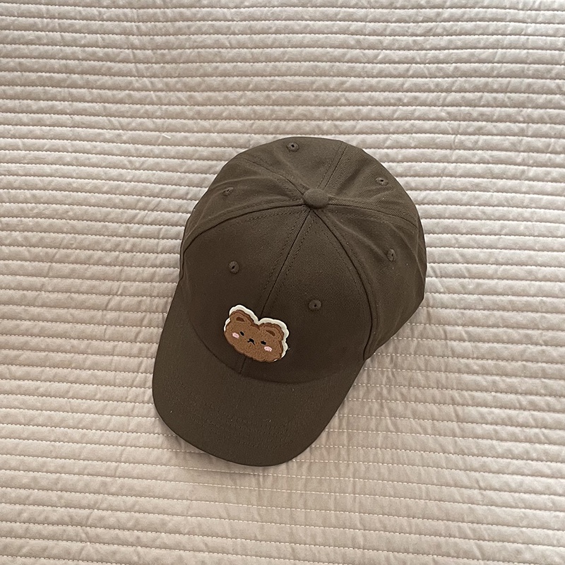 Mũ Lưỡi Trai Vải Hình Gấu Trung Tính Phiên Bản Hàn Quốc Cho Trẻ Em