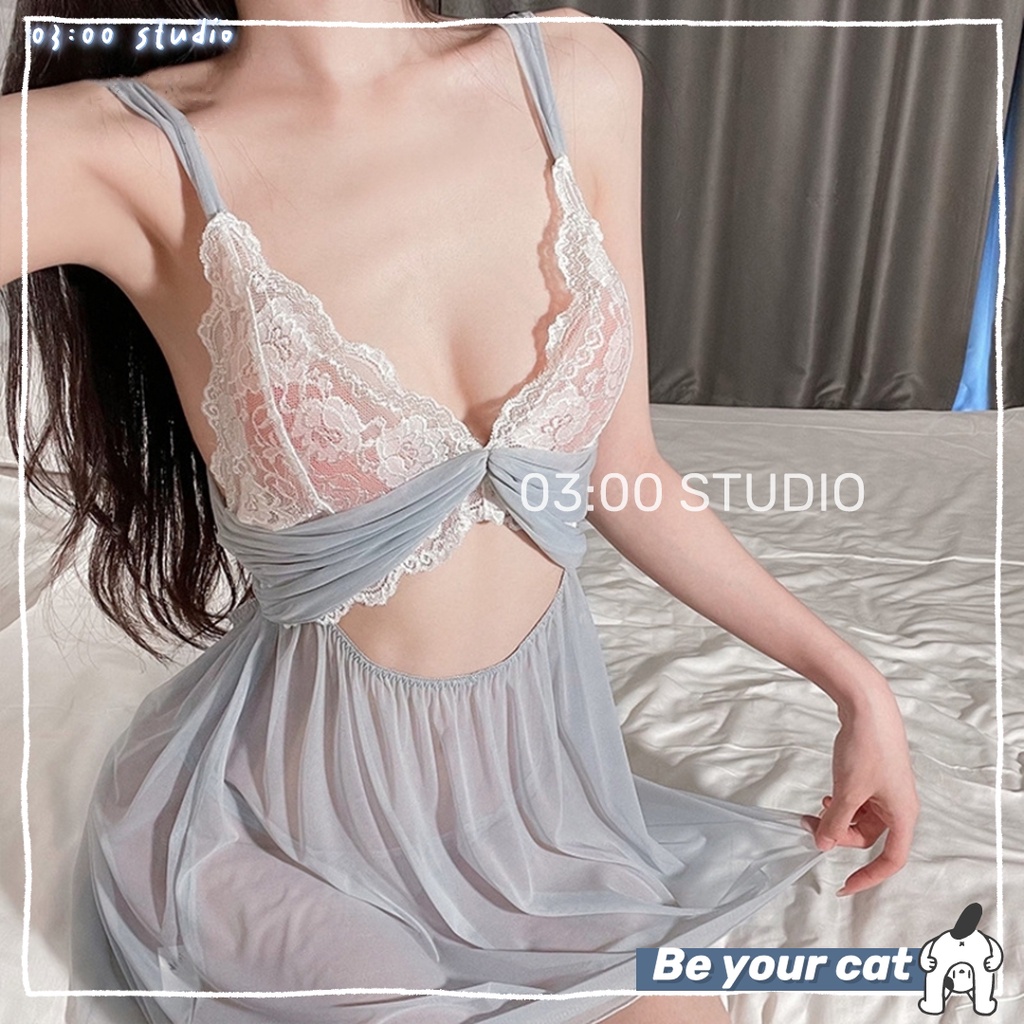 （Giao hàng bảo mật）🍔Đồ/đầm ngủ sexy🍔2 dây ren cao cấp dễ thương mặc nhà gợi cảm quyến rũ + quần lót 40-60kg--037 | BigBuy360 - bigbuy360.vn