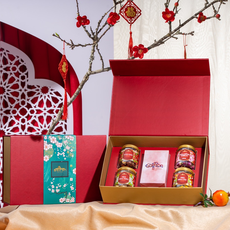 Sét quà nhụy hoa nghệ tây Saffron Jahan gồm nhụy hoa nghệ tây và trà hoa