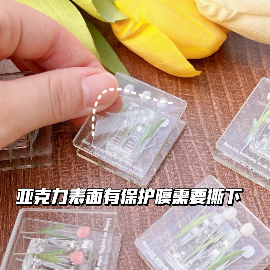 Kẹp Nhựa Mini Hynbee Dùng Kẹp Giấy, Giữ Tài Liệu Họa Tiết Hình Hoa Tulip