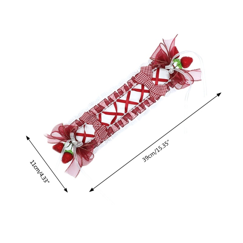 Băng Đô Hình Nơ Họa Tiết Dâu Tây Thanh Lịch Dùng Hóa Trang / Trang Điểm / Phát Sóng Trực Tiếp