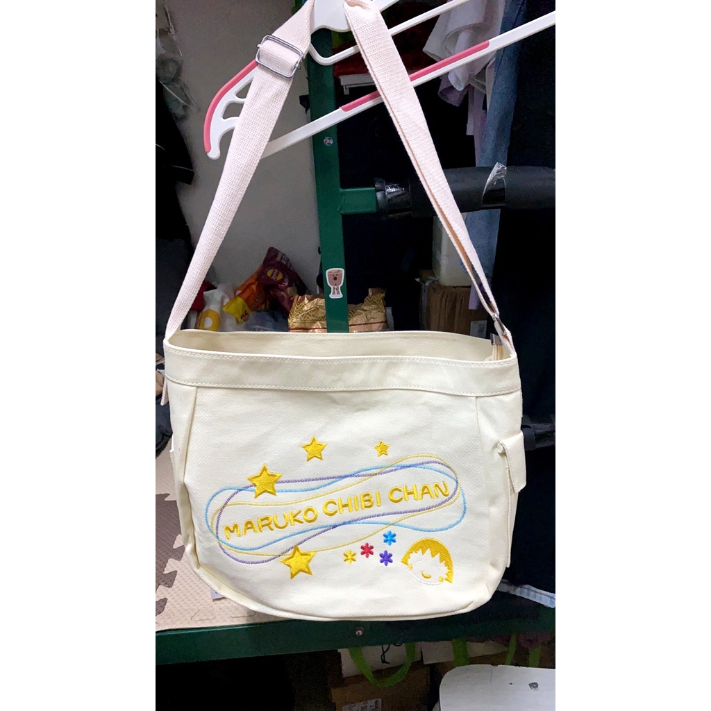 Túi đeo chéo đi học thêu hình maruko xinh xắn