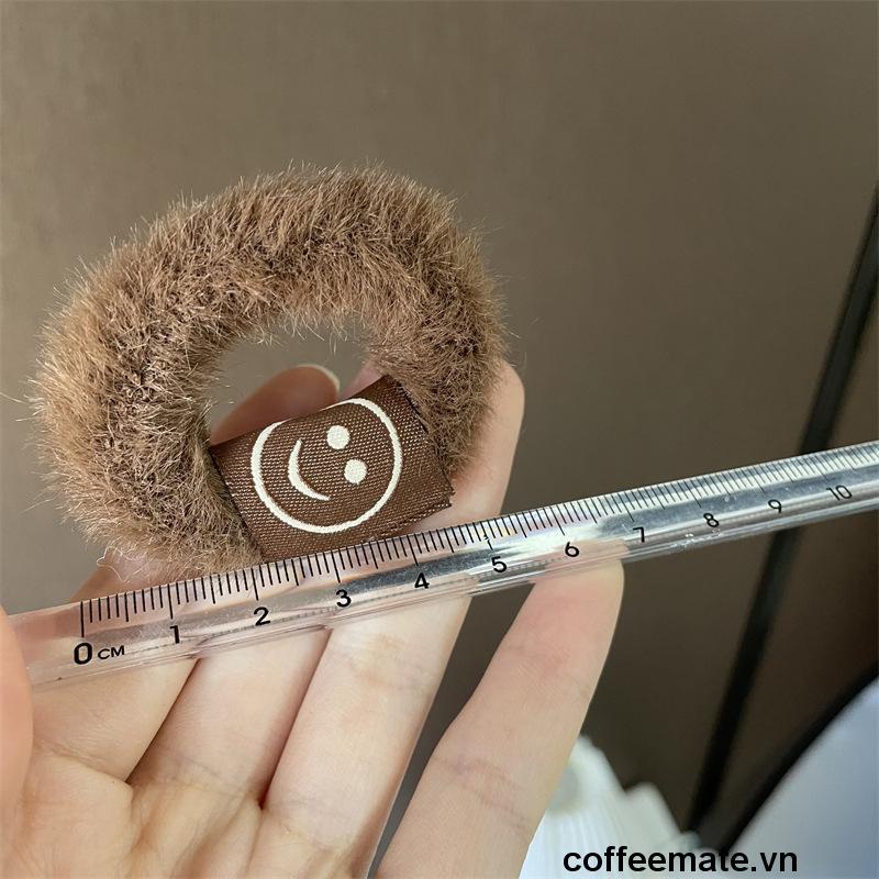 【coffeemate】⚡Dây Buộc Tóc Lông Mịn Mẫu Mặt Cười Thời Trang Mùa Đông Mới Của Hàn Quốc Dễ Thương