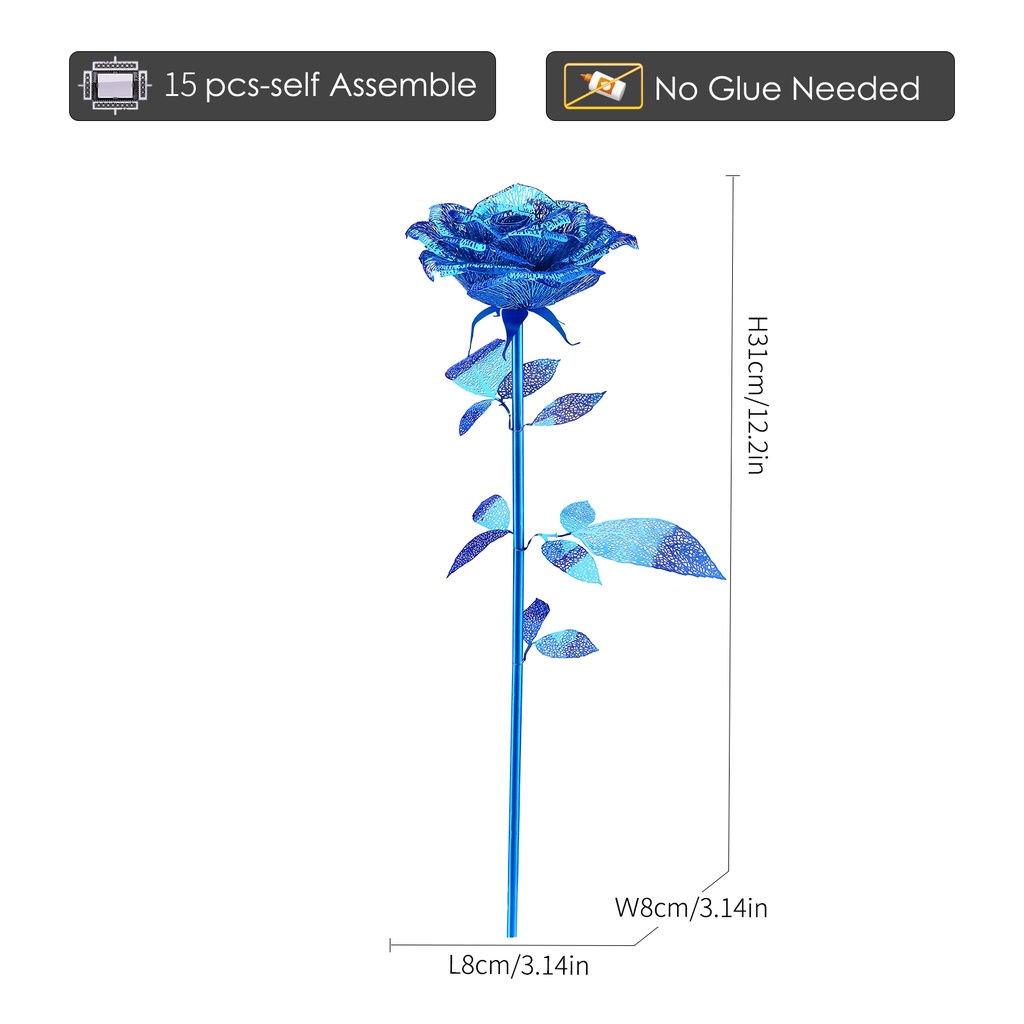 Đồ chơi lắp ráp PIECECOOL mô hình hoa hồng 3D bằng kim loại dùng làm quà tặng sinh nhật lễ tình nhân