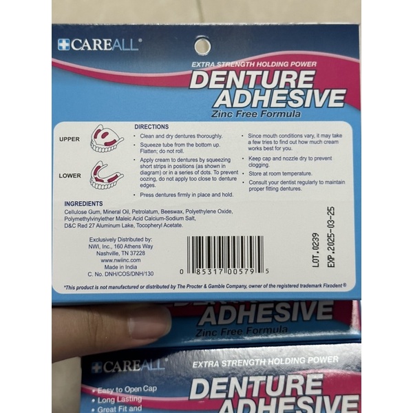 Keo dán hàm răng giả Denture Adhesive 24g- hàng chuẩn Mỹ