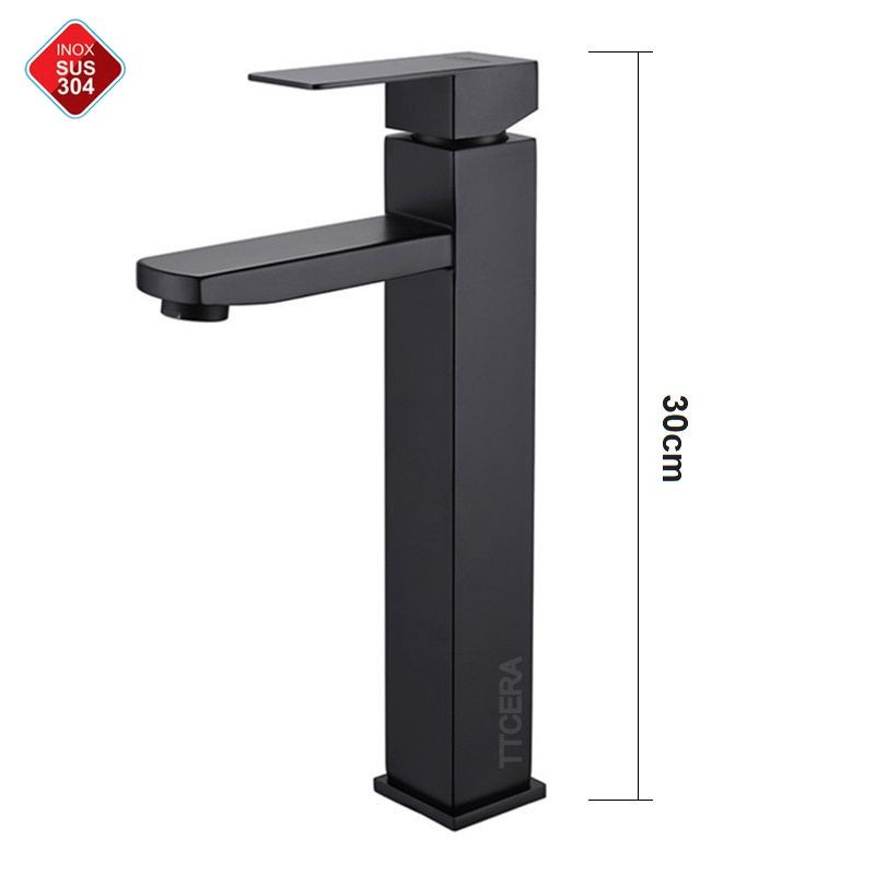 Vòi Rửa Mặt Lavabo Nóng Lạnh INOX 304 N3001 FOTAR ĐEN và dây nóng lạnh,chất liệu inox 304 sơn tĩnh điện đen,la vuông đen