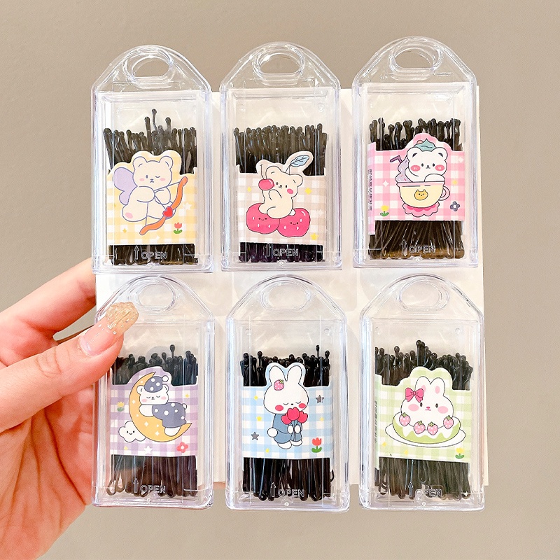 Hộp 30 Kẹp Tóc Màu Đen Thiết Kế Đơn Giản Phong Cách Hàn Quốc Cho Nữ