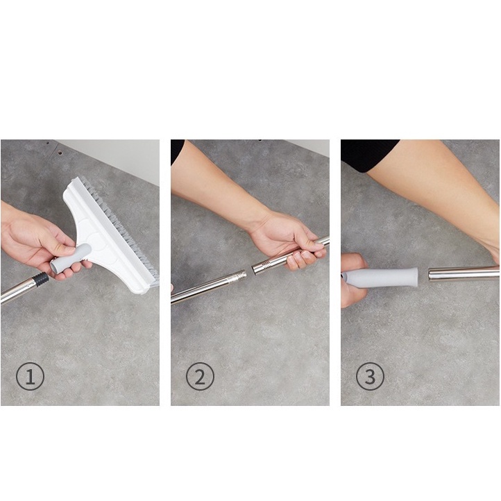 Chổi cọ nhà vệ sinh thiết kế đầu gạt nước và đầu chổi xoay 120 độ quét nhà siêu sạch mọi góc bẩn