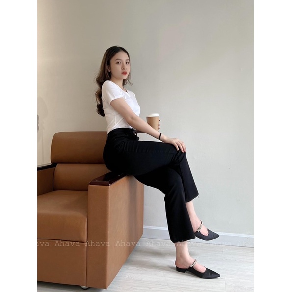 Quần Jean loe đen trơn 9 tấc cắt gấu