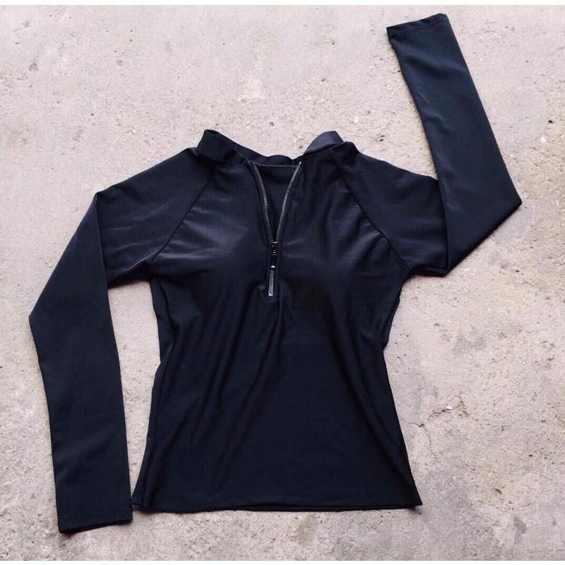 [L,XL] Đồ bơi nữ 2 mảnh tay dài quần lửng kín đáo đi biển đi bơi bikini thun lạnh dây kéo che khuyết điểm | DBN006 | BigBuy360 - bigbuy360.vn