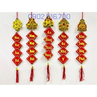 Set 5 Liễng nhung đỏ treo - Dây treo nhung đỏ treo cây mai - đào - tắc phụ kiện trang trí tết