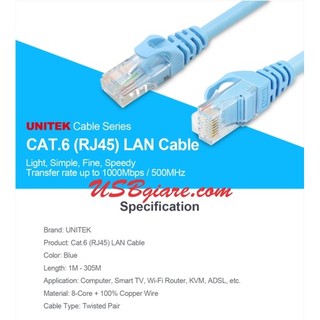 CÁP MẠNG 3M UTP CAT6 UNITEK Y-C811ABL