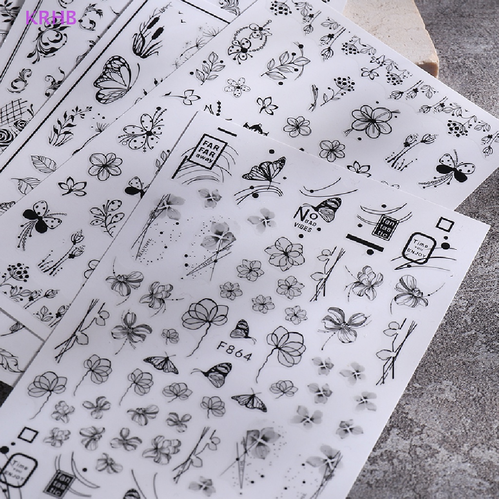 1 Tấm Nhãn Dán Trang Trí Móng Tay Hình Hoa Bướm KRHB Mới