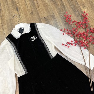 Đầm yếm nhung phối tơ cao cấp