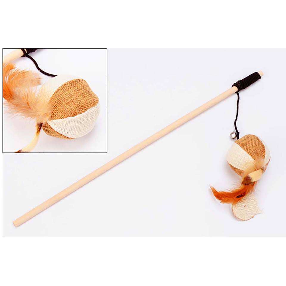 Hanpet.GV- CẦN CÂU mèo (2 loại cán gỗ và dây thép) đồ chơi cho mèo