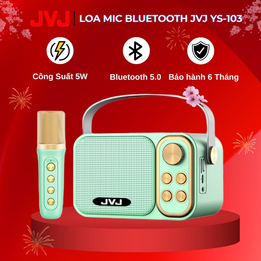 Loa bluetooth mini karaoke kèm mic JVJ YS-103 1 mic / Loa Ys-105 2 mic công suất 5W - Bảo hành chính hãng 06 Tháng
