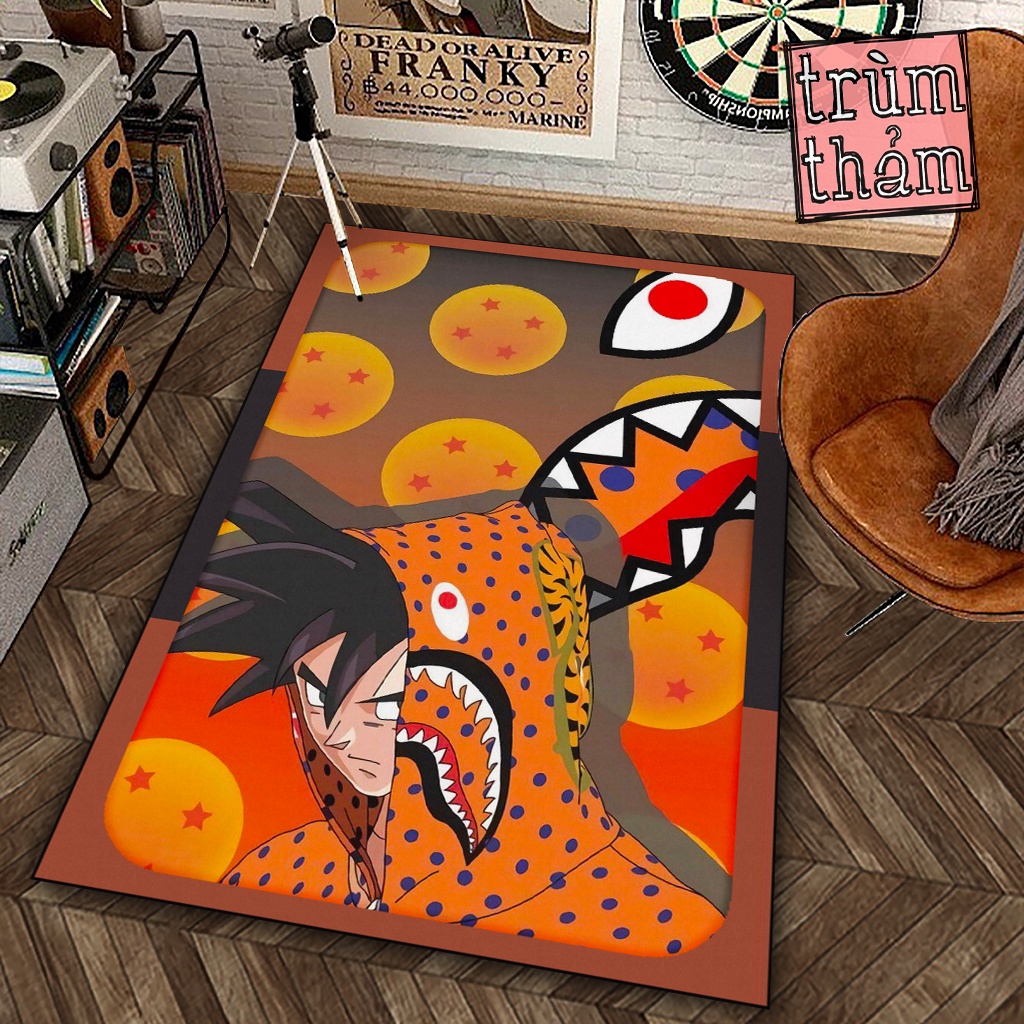 Thảm Trang Trí Son Goku Bape 7 viên ngọc rồng Decor Góc Học Tập Làm Việc Phòng Ngủ Phòng Khách Văn Phòng