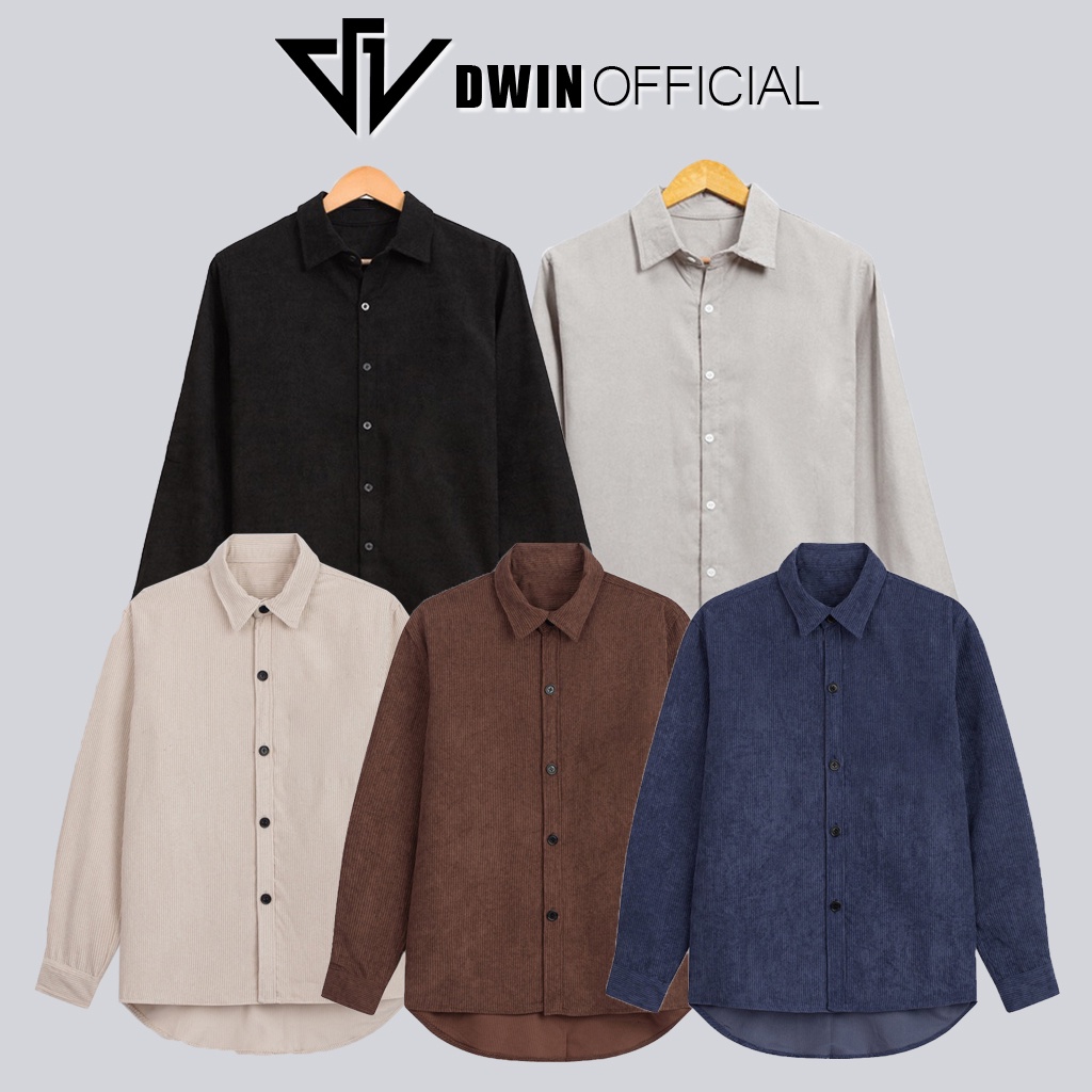 Áo sơ mi nam nữ dài tay DWIN trơn basic chất nhung tăm cao cấp chống nhăn