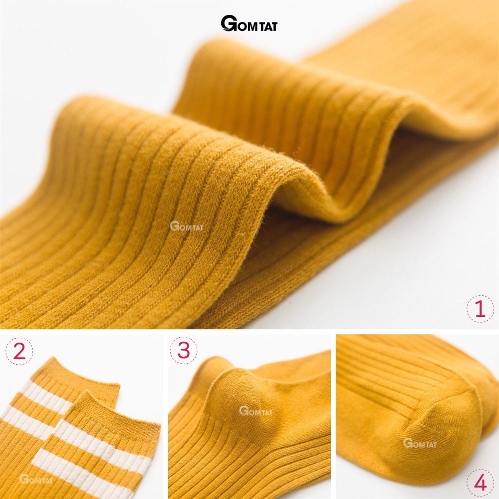 Tất vớ dài qua gối nữ GOMTAT thời trang Hàn Quốc mẫu 2 sọc ngang, chất liệu cotton cao cấp, mềm mại - FIVE11-DAI-DAUGOI