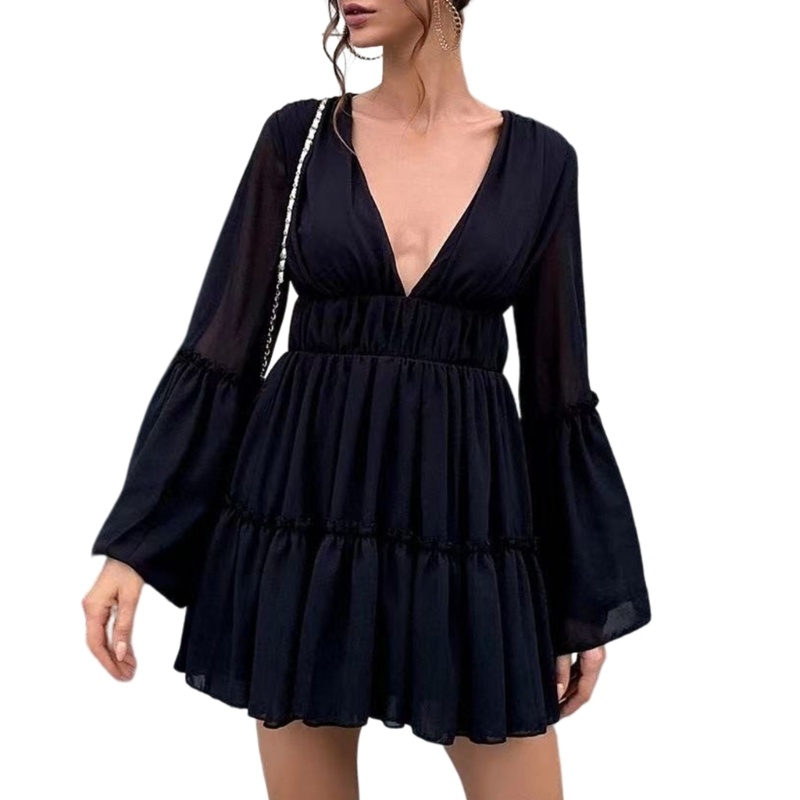 Đầm Dự Tiệc Tay Dài Dáng Rộng Thiết Kế Thoáng Khí Quyến Rũ Cho Nữ