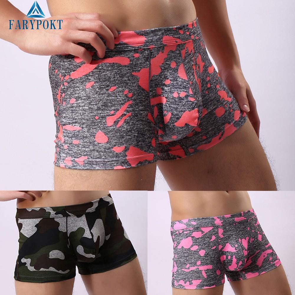 Quần Lót Boxer Họa Tiết Rằn Ri Màu Hồng / Cam / Xanh Quân Đội Cá Tính Cho Nam