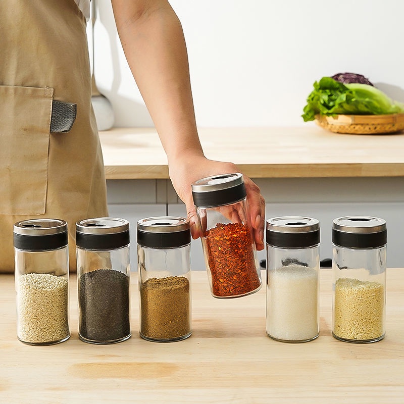 Glass Shaker Barbecue MSG and Salt Shaker Kitchen Seasoning Box Multifunctional Household Cruet/Spic