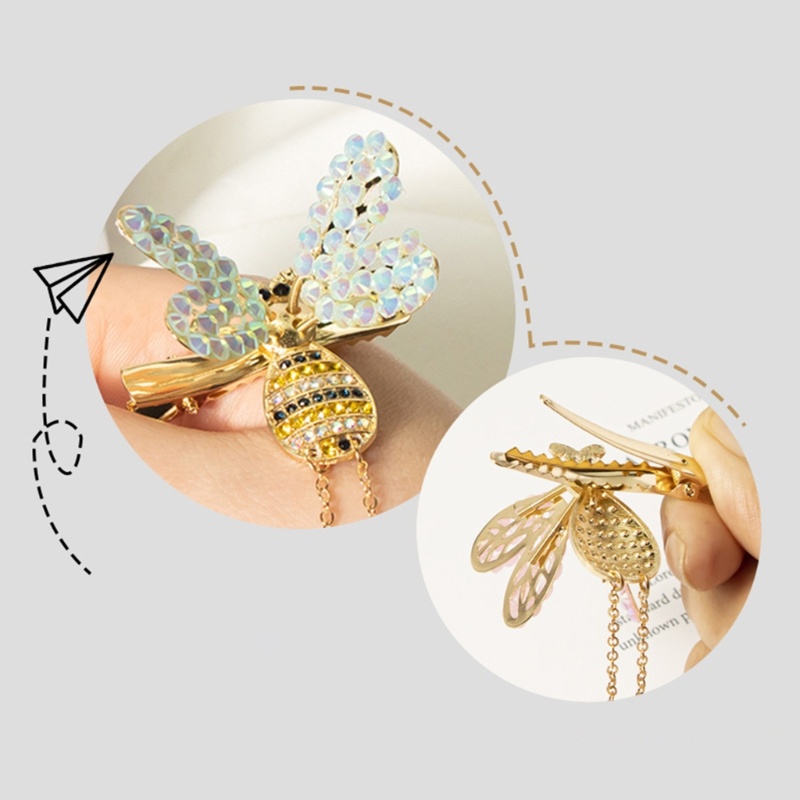 Kẹp Tóc Tua Rua Hình Chú Ong Đính Cánh Chuyển Động Xinh Xắn